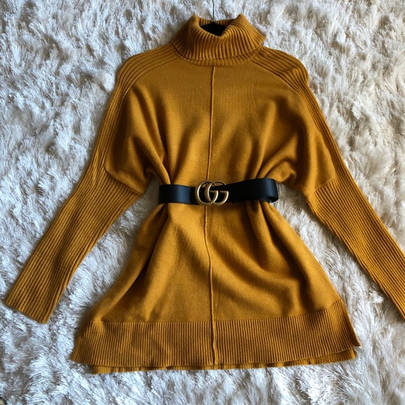 Mustard Turtleneck Tunic Sweater | Poshmark